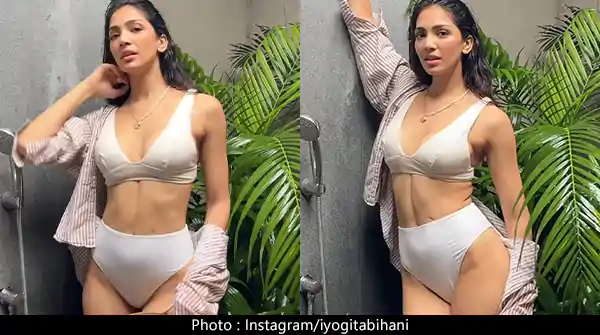 Yogita Bihani in white bikini flaunted her sexy toned figure.