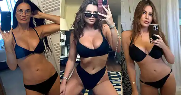 9 Hollywood celebrities hot selfies in black bikini.