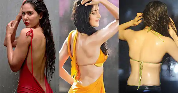 9 Indian actresses flaunting their wet sexy back.