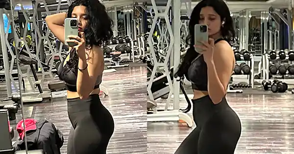 ritika singh selfie in gym outfit booty sideview