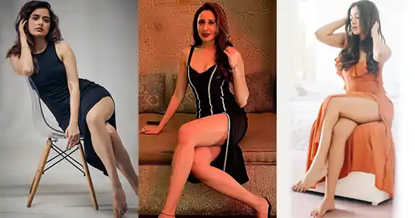 10 South Indian film actresses in risky thigh high slit dresses flaunting sexy legs.