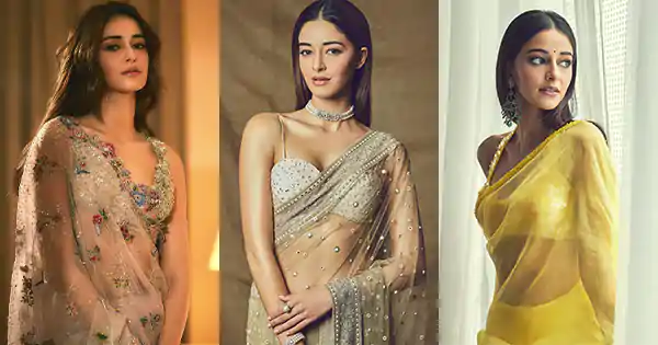 Ananya Panday in sheer sarees looked stunning hot – see pics.