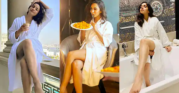 bollywood actress sexy legs bathrobe