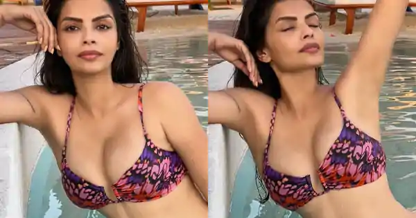 sonali raut bikini cleavage pool bollywood actress