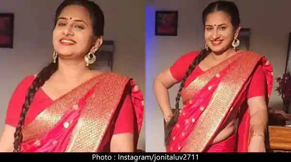 Jonita D’cruz in red saree looked stunning – Indian web series actress.