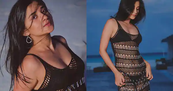 Kanika Mann in black bikini with fishnet coverup flaunted her toned figure.