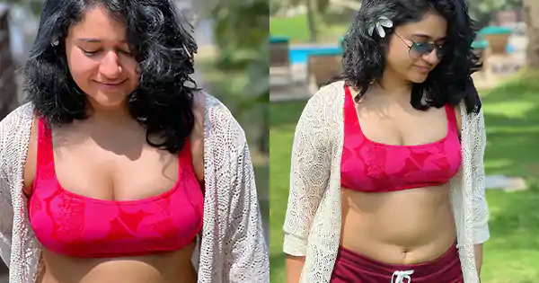 Poonam Bajwa flaunted her voluptuous figure in a bralette with shorts.