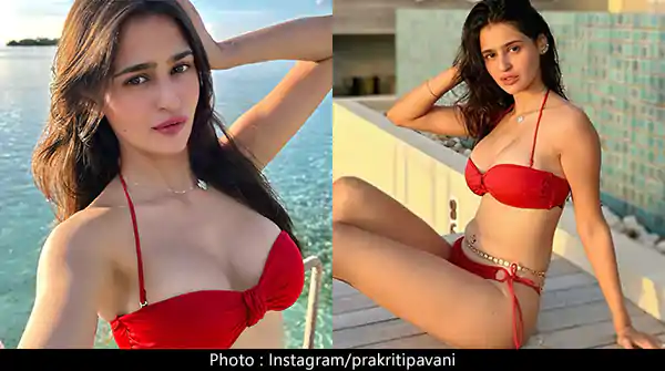 Prakriti Pavani in red bikini with a waist chain is too hot to handle.