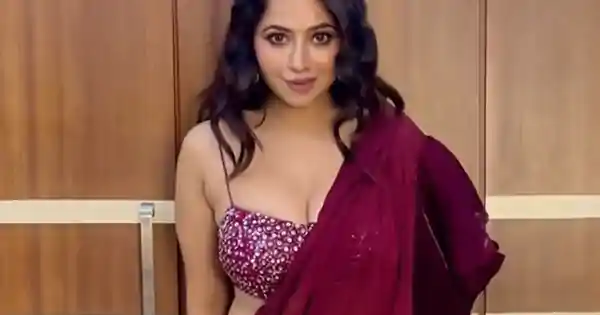 Ridhiema Tiwari in wine color saree with skimpy blouse wows fans – see now.