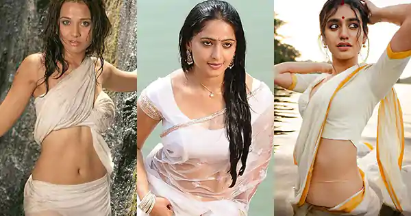 9 South Indian film actresses in white wet saree raising the heat – see now.