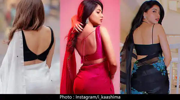 12 pics of Kaashima Rafi in backless blouses with sarees raising the heat and giving style tips.