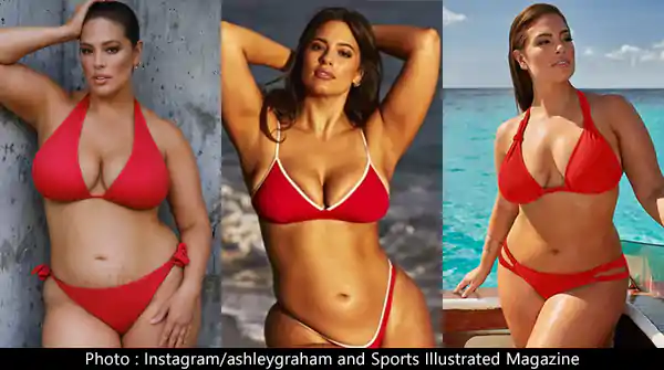 ashley graham red bikini sexy curvy body plus size swimsuit model