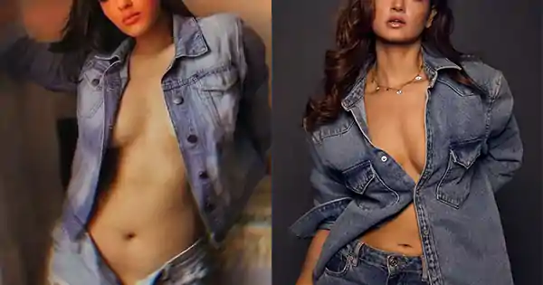 5 braless Bollywood actresses in denim outfits.