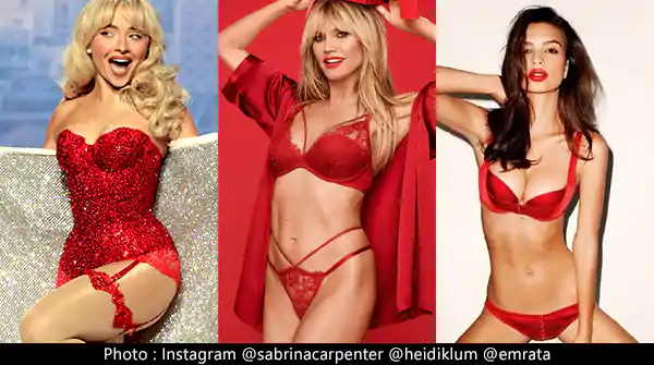 hollywood celebrities in red lingerie sexy