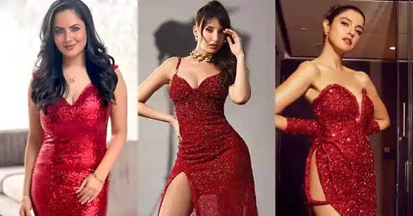 Look sexy and stylish this Christmas – 15 Indian actresses in shimmery red dresses giving you style ideas.