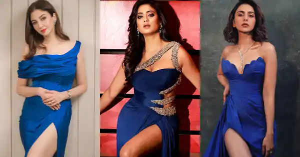 7 Indian actresses in blue high slit dresses flaunting sexy legs – see now