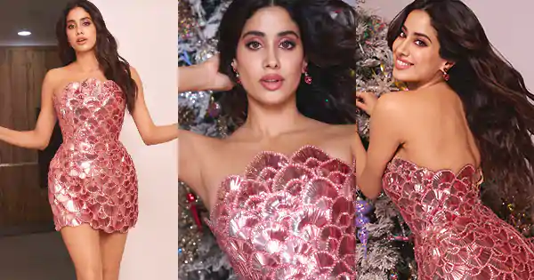 Janhvi Kapoor in off shoulder short dress – hot Christmas photoshoot.