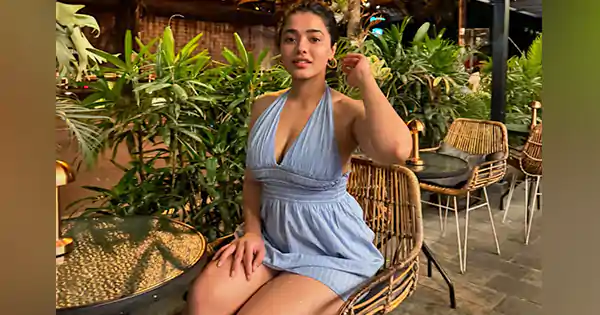 ketika sharma short blue dress sexy legs thighs