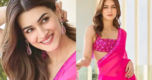 Kriti Sanon in sheer pink saree wins hearts.