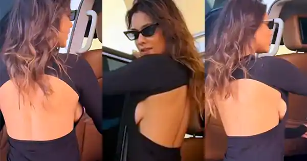 Nia Sharma wardrobe malfunction – showed major sideboob in in backless black outfit.