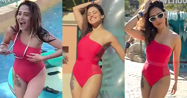 Nushrratt Bharuccha in red swimsuit is too hot to handle – Sonu Ke Titku Ki Sweety actress flaunted her fine figrue.