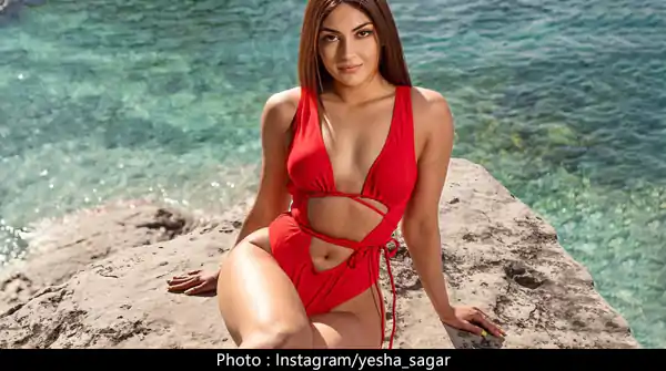 Yesha Sagar in red swimsuit looked too hot to handle.