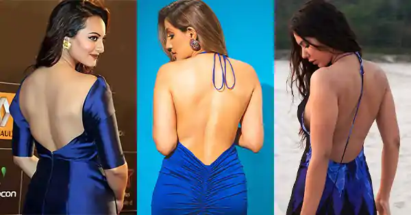 9 Bollywood celebrities flaunting sexy back in backless blue dresses.