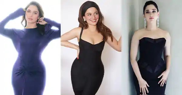 8 best looks of Tamannaah in black bodycon dresses flaunting her fine curves.