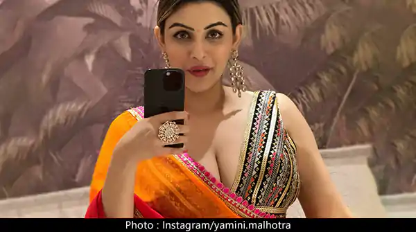 Bigg Boss fame, Yamini Malhotra, in dual color saree with deep neckline blouse – see pics and videos.